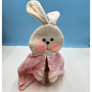 Fisher Price Plaid Pink Bunny Rabbit Lovey Baby Security Blanket 1979 Vintage
